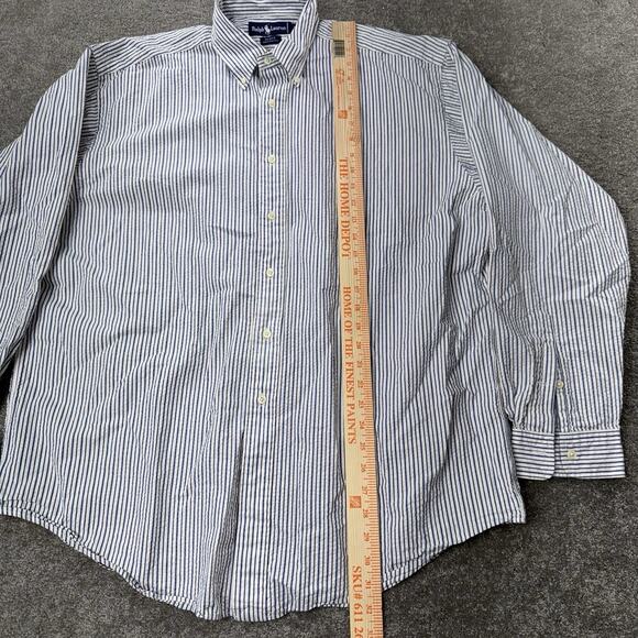 Ralph‎ Lauren Blaire XL Shirt Blue White Stripe Cotton Button Down Long Sleeve - Picture 4 of 7